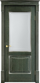 Недавно просмотренные - Дверь ПМЦ массив ольхи ОЛ6.2 зеленый с патиной серебро, стекло 6-4
