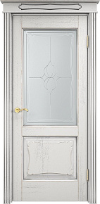 Недавно просмотренные - Дверь ПМЦ массив дуба Д6 белый грунт с патиной серебро микрано, стекло 6-5