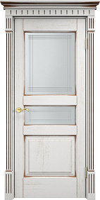 Недавно просмотренные - Дверь ПМЦ массив дуба Д5 белый грунт с патиной орех, стекло 5-2
