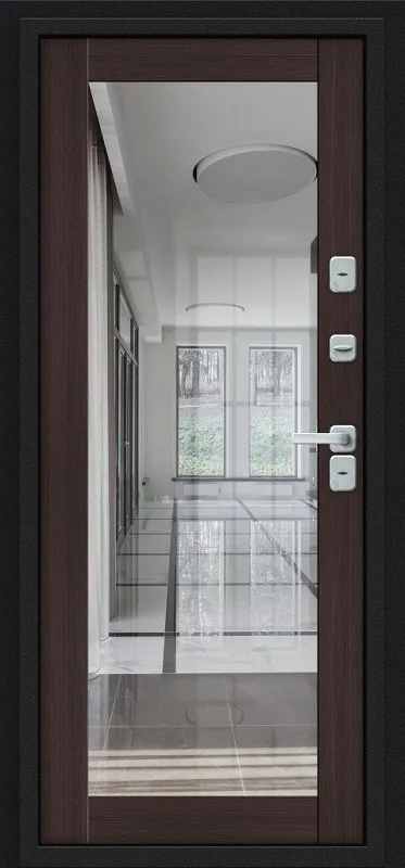Дверь входная BRAVO Техно Декор 100.П22 Букле черное / Cappuccino Veralinga